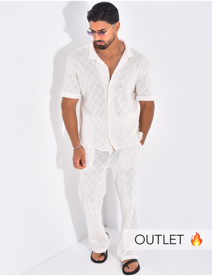 Ensemble ajouré pantalon et chemise