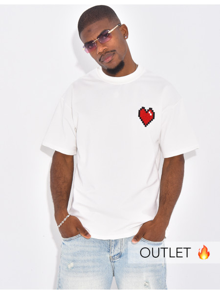 T-shirt avec coeur brodé
