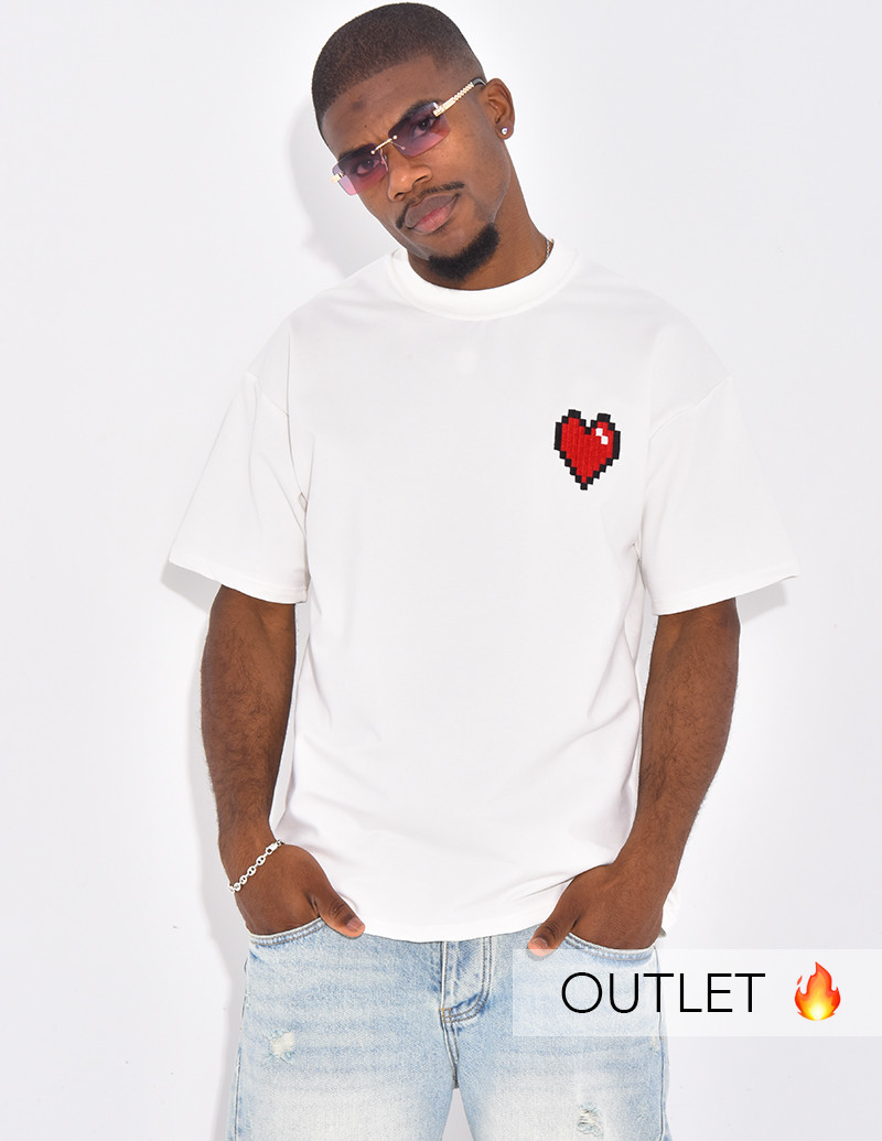 T-shirt avec coeur brodé