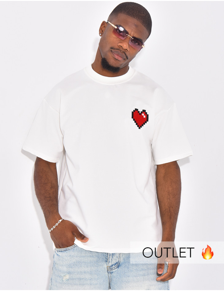 T-shirt avec coeur brodé