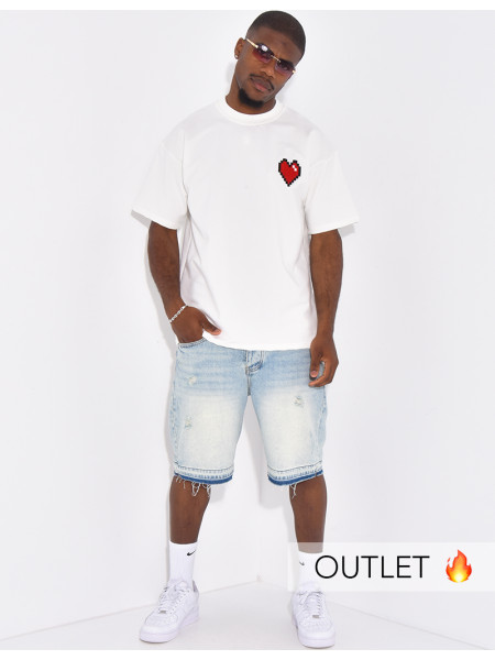 T-shirt avec coeur brodé