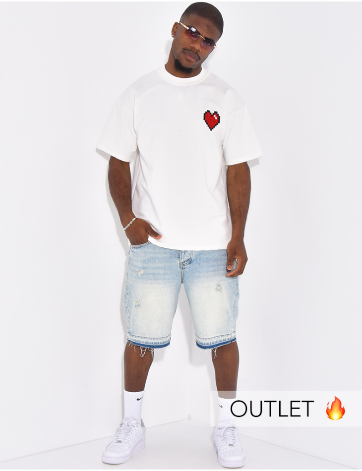 T-shirt avec coeur brodé