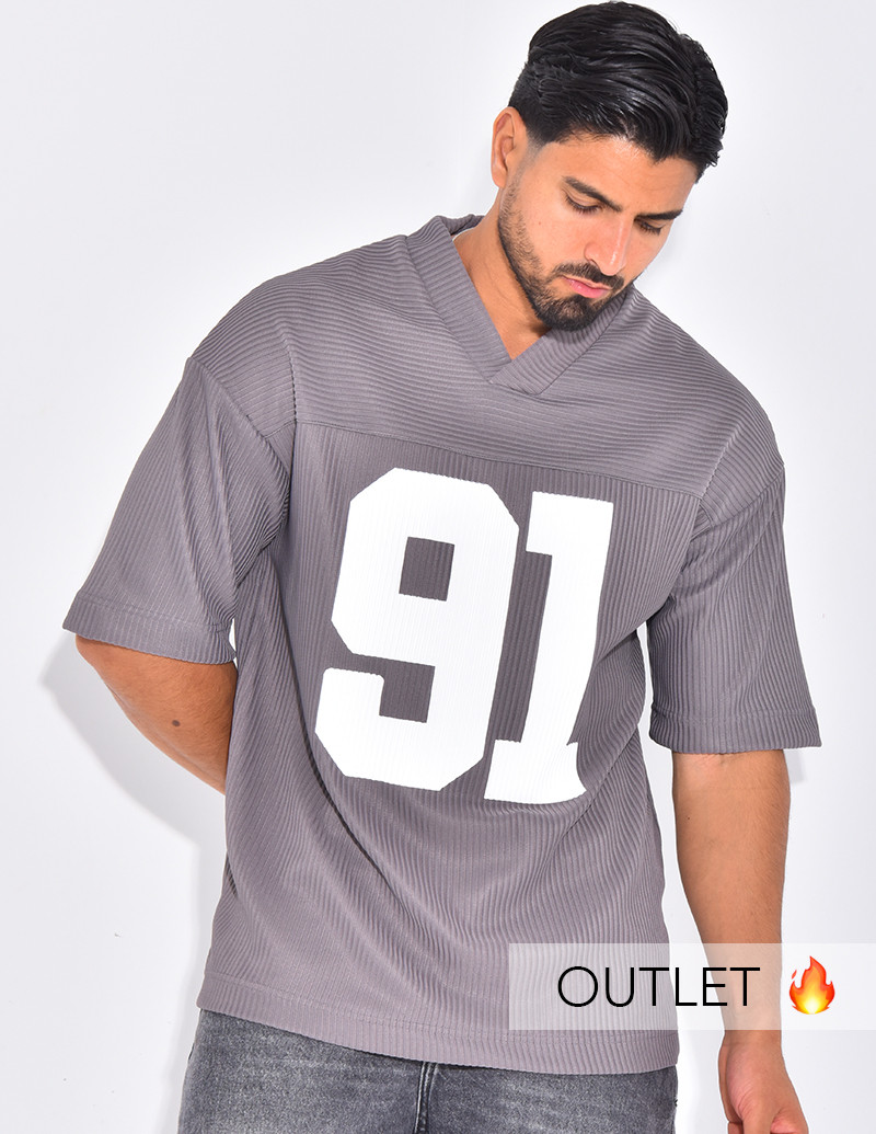 T-shirt côtelé oversize "91"