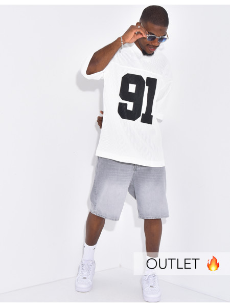 T-shirt côtelé oversize "91"