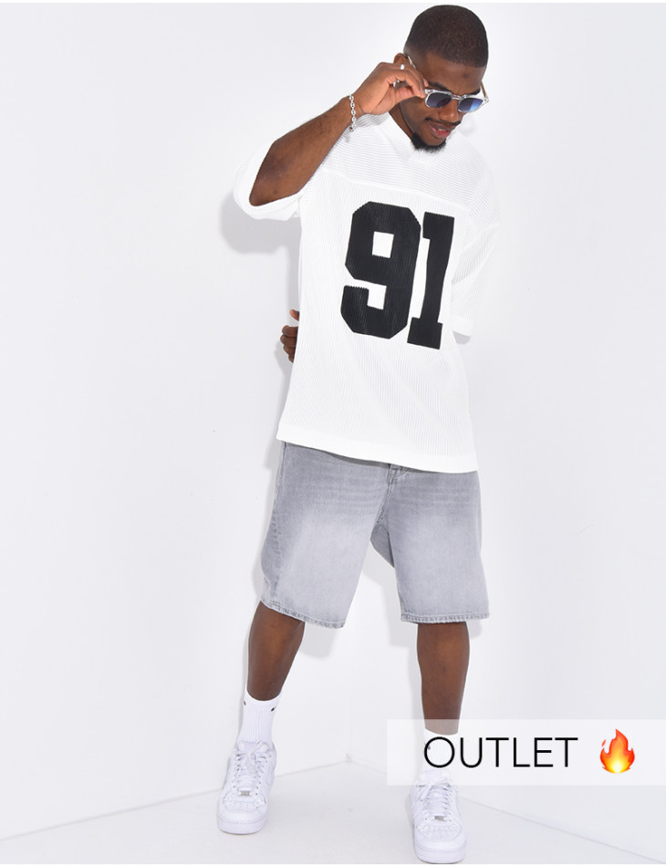 T-shirt côtelé oversize "91"