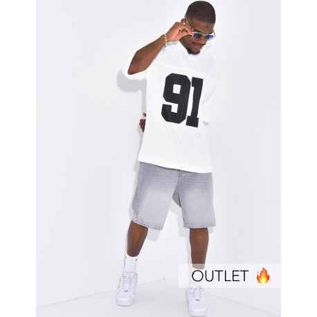 T-shirt côtelé oversize "91"