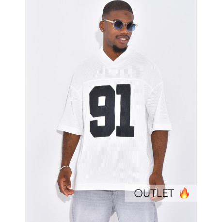 T-shirt côtelé oversize "91"
