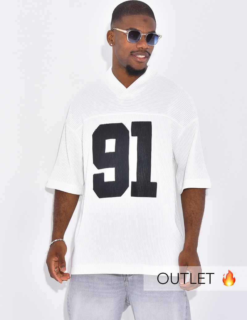 T-shirt côtelé oversize "91"