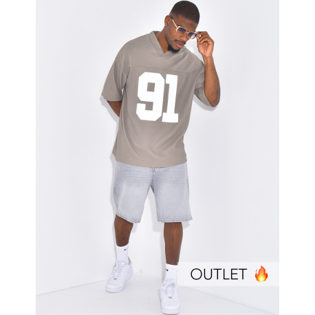 T-shirt côtelé oversize "91"