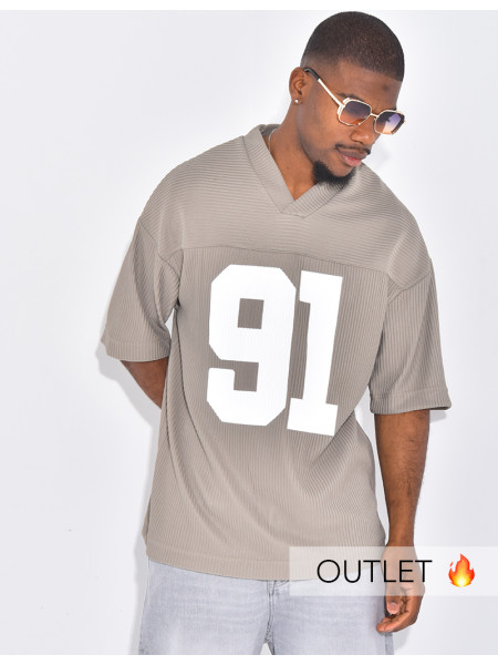 T-shirt côtelé oversize "91"