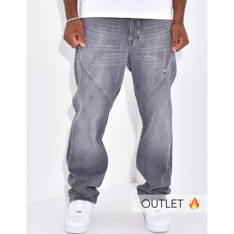 Jeans destroy à coutures contratsantes