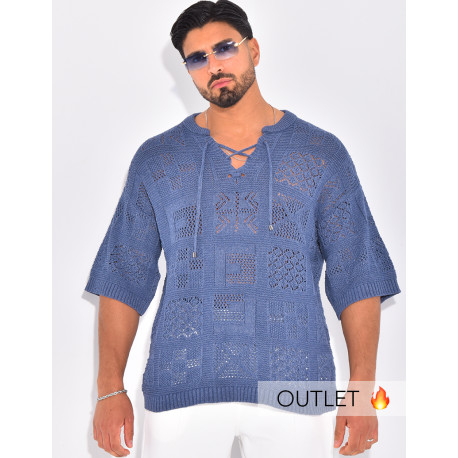 T-shirt ajouré à cordons
