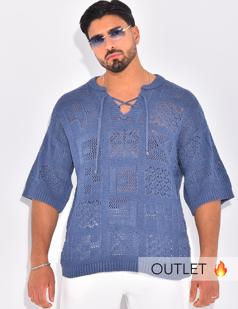 T-shirt ajouré à cordons