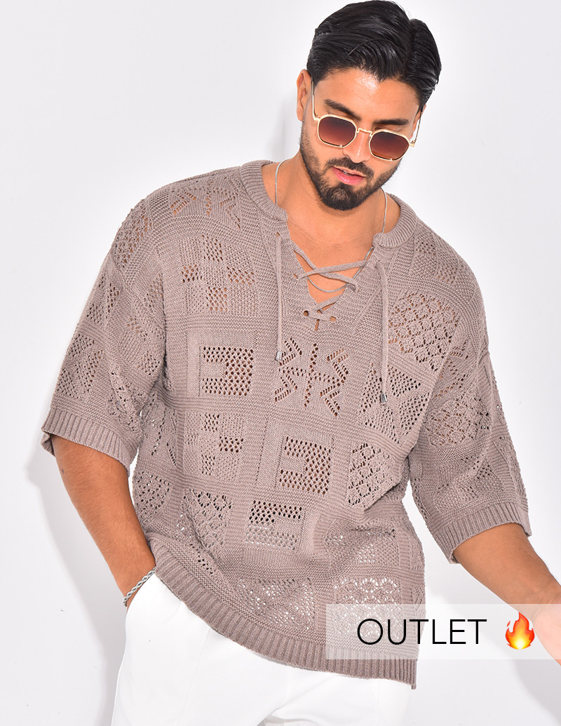 T-shirt ajouré à cordons