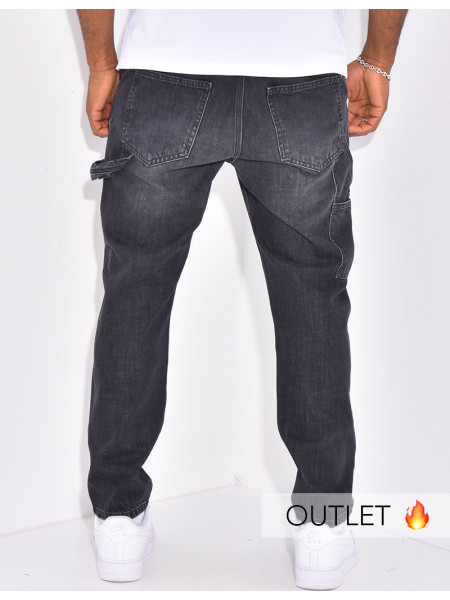 Jeans destroy à empiècements contrastants