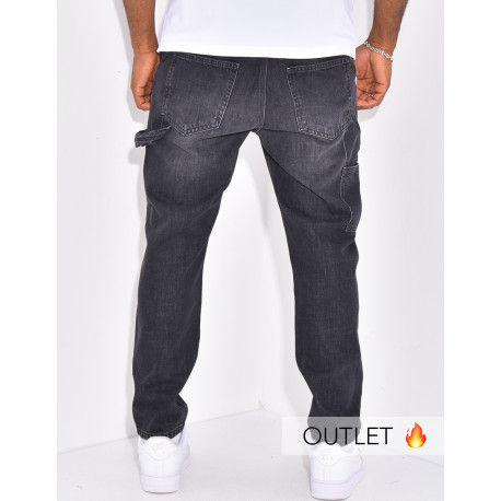 Jeans destroy à empiècements contrastants