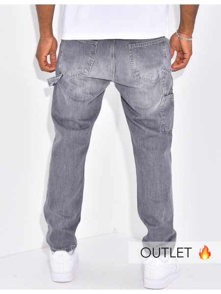Jeans destroy à empiècements contrastants