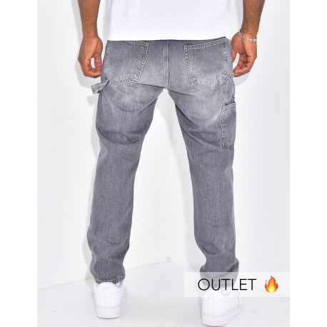Jeans destroy à empiècements contrastants