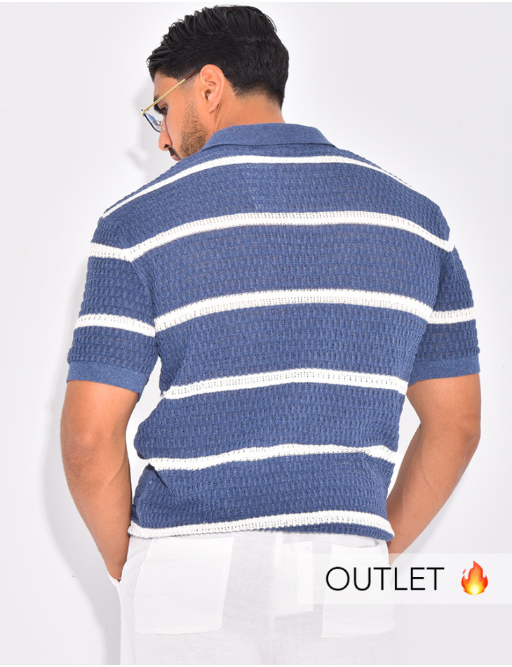 Polo ajouré à rayures