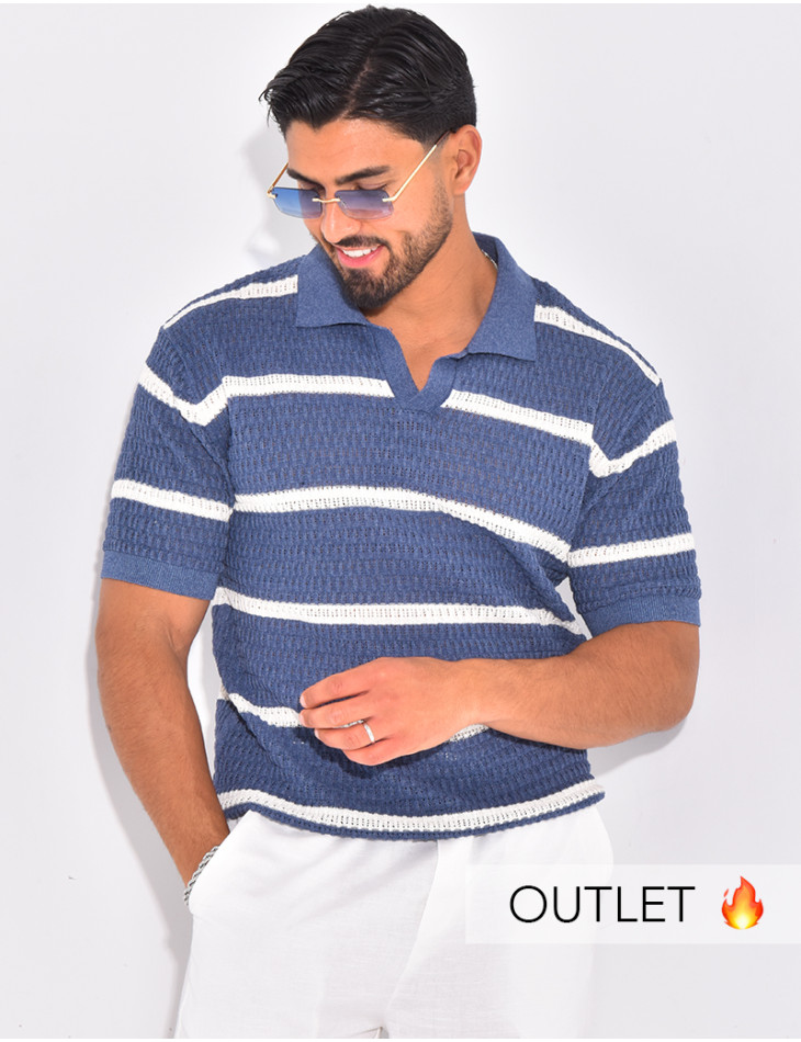 Polo ajouré à rayures