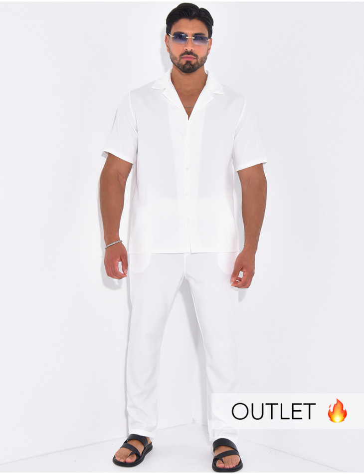 Ensemble uni pantalon et chemise manches courtes