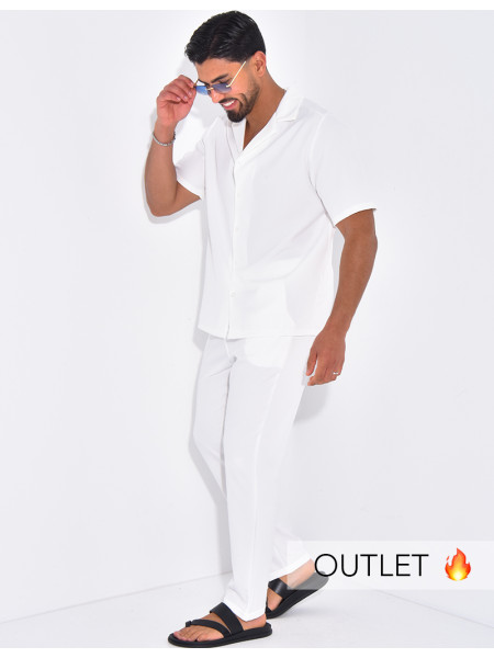 Ensemble uni pantalon et chemise manches courtes