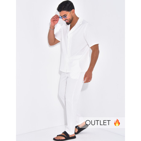 Ensemble uni pantalon et chemise manches courtes