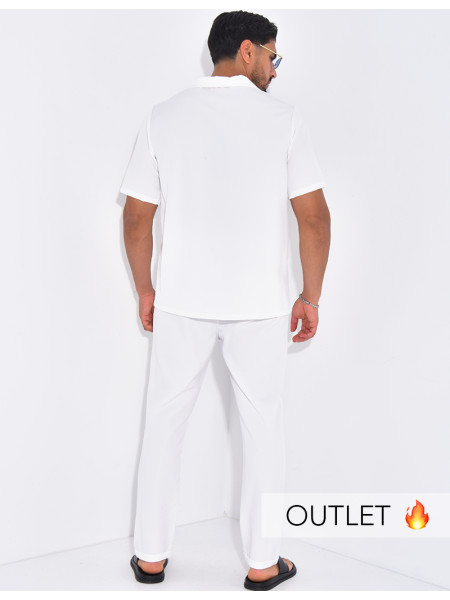 Ensemble uni pantalon et chemise manches courtes