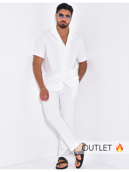Ensemble uni pantalon et chemise manches courtes