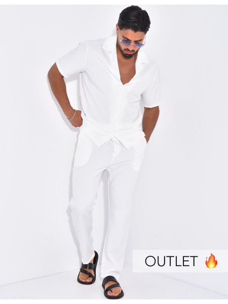 Ensemble uni pantalon et chemise manches courtes
