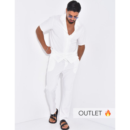 Ensemble uni pantalon et chemise manches courtes