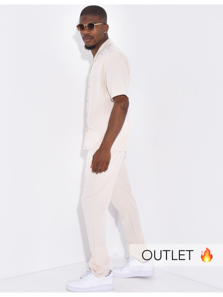 Ensemble uni pantalon et chemise manches courtes