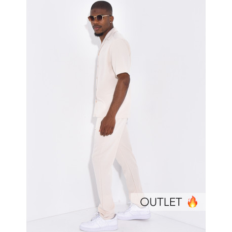 Ensemble uni pantalon et chemise manches courtes
