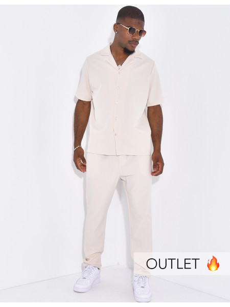 Ensemble uni pantalon et chemise manches courtes
