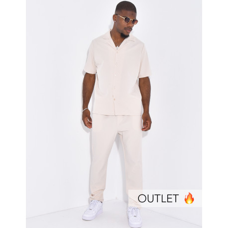 Ensemble uni pantalon et chemise manches courtes