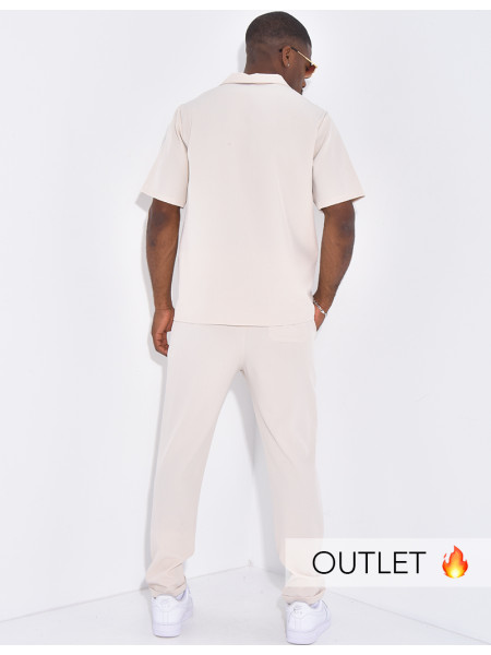 Ensemble uni pantalon et chemise manches courtes