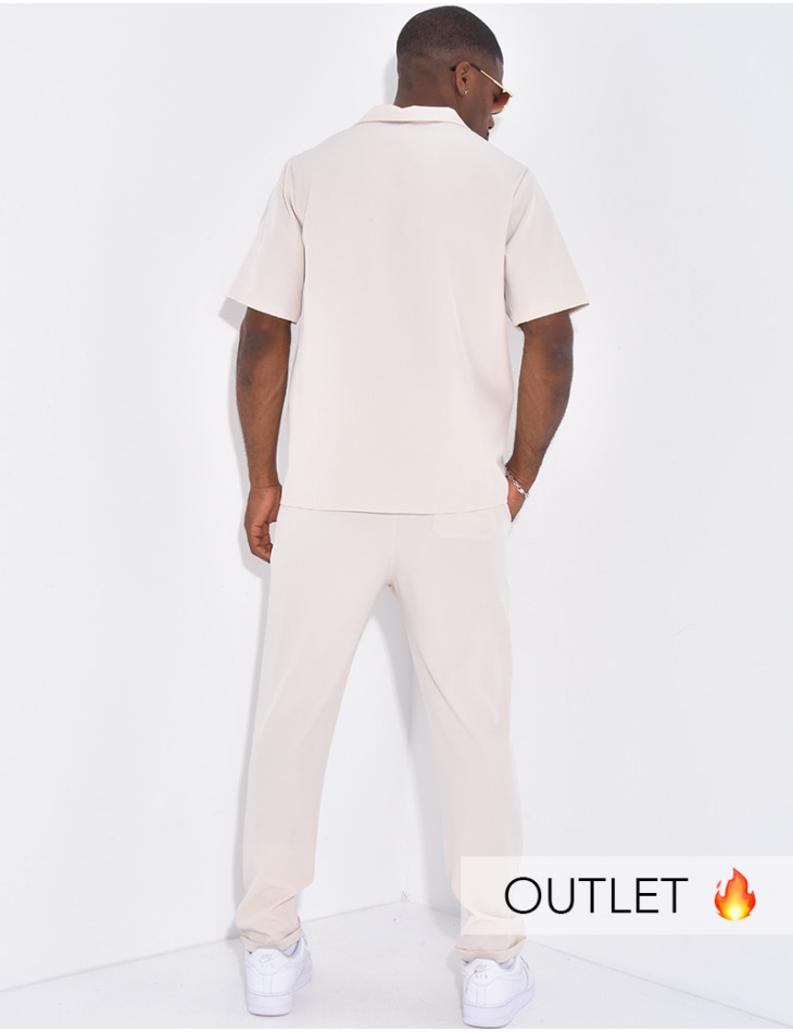 Ensemble uni pantalon et chemise manches courtes