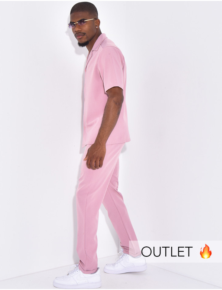 Ensemble uni pantalon et chemise manches courtes