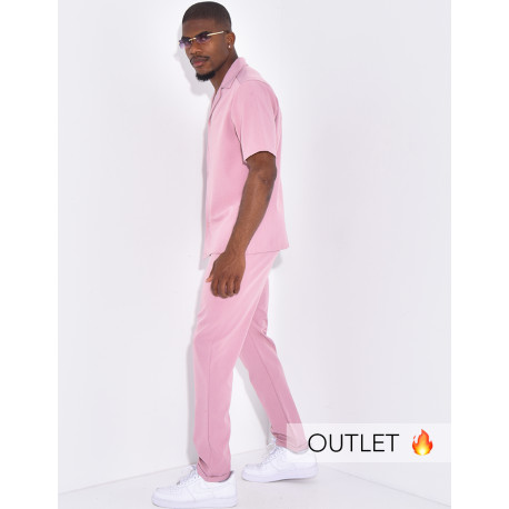 Ensemble uni pantalon et chemise manches courtes