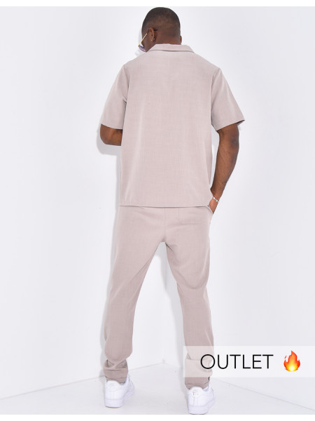 Ensemble uni pantalon et chemise manches courtes