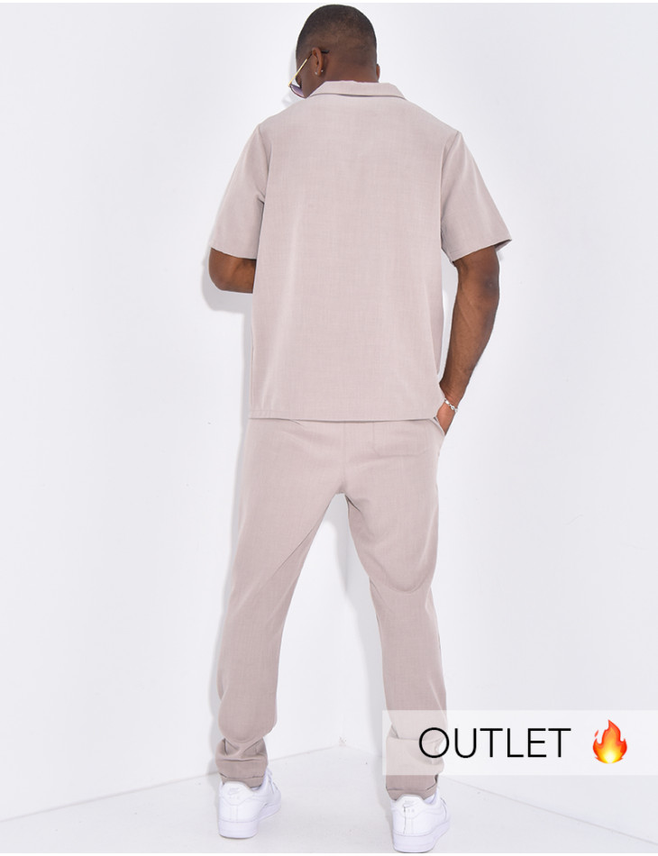 Ensemble uni pantalon et chemise manches courtes