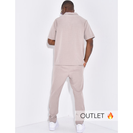 Ensemble uni pantalon et chemise manches courtes