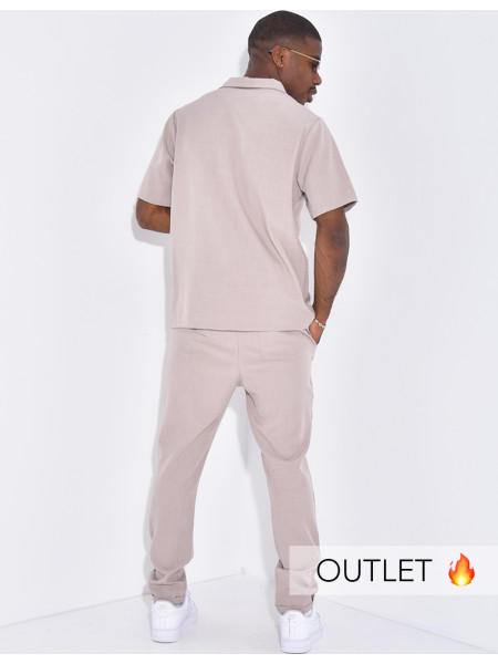 Ensemble uni pantalon et chemise manches courtes