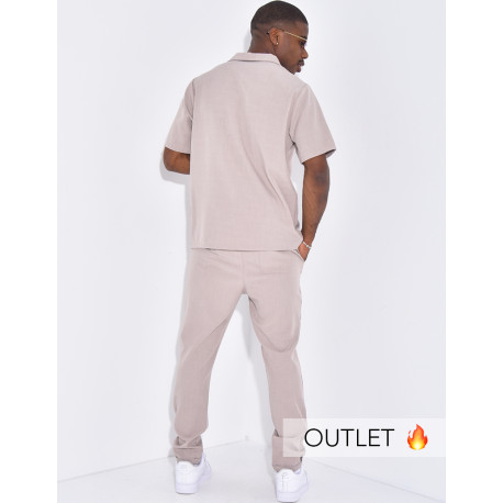 Ensemble uni pantalon et chemise manches courtes
