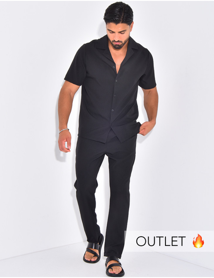 Ensemble uni pantalon et chemise manches courtes