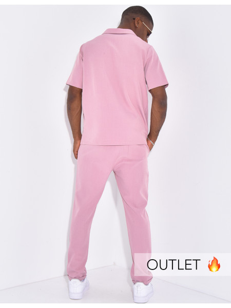 Ensemble uni pantalon et chemise manches courtes