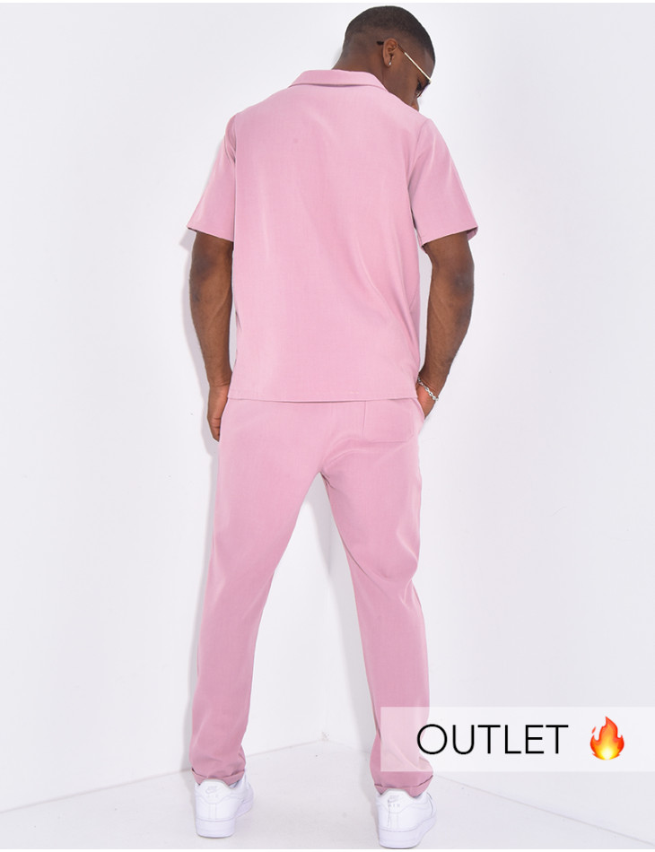 Ensemble uni pantalon et chemise manches courtes