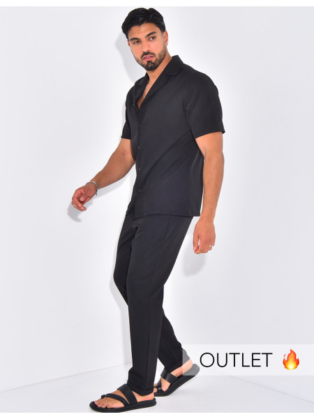 Ensemble uni pantalon et chemise manches courtes