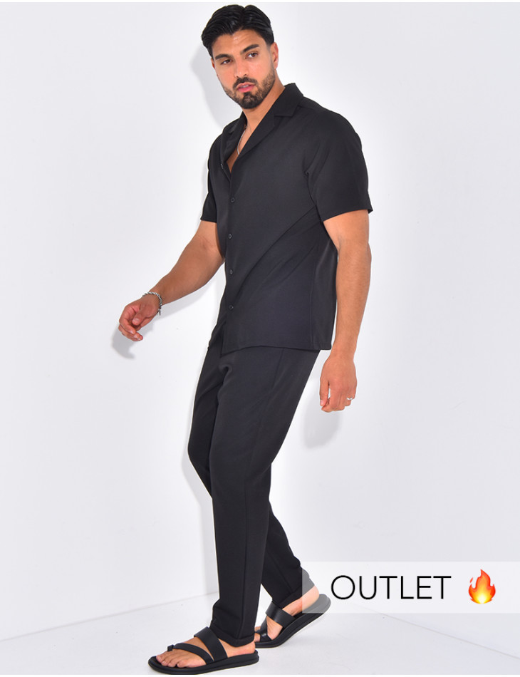 Ensemble uni pantalon et chemise manches courtes