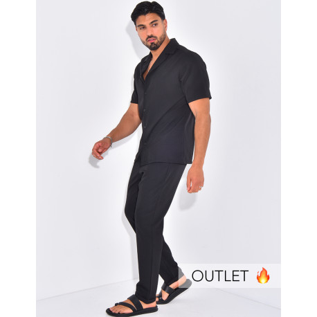 Ensemble uni pantalon et chemise manches courtes